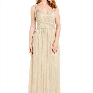 Azazie Celeste Gold Floor Length Dress Size 4